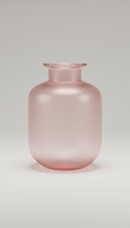 jarrón de vidrio rosa empolvado