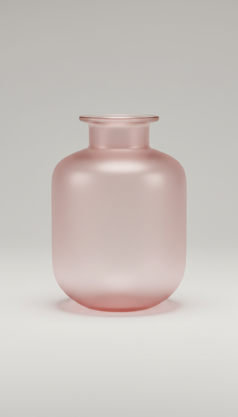 jarrón de vidrio rosa empolvado