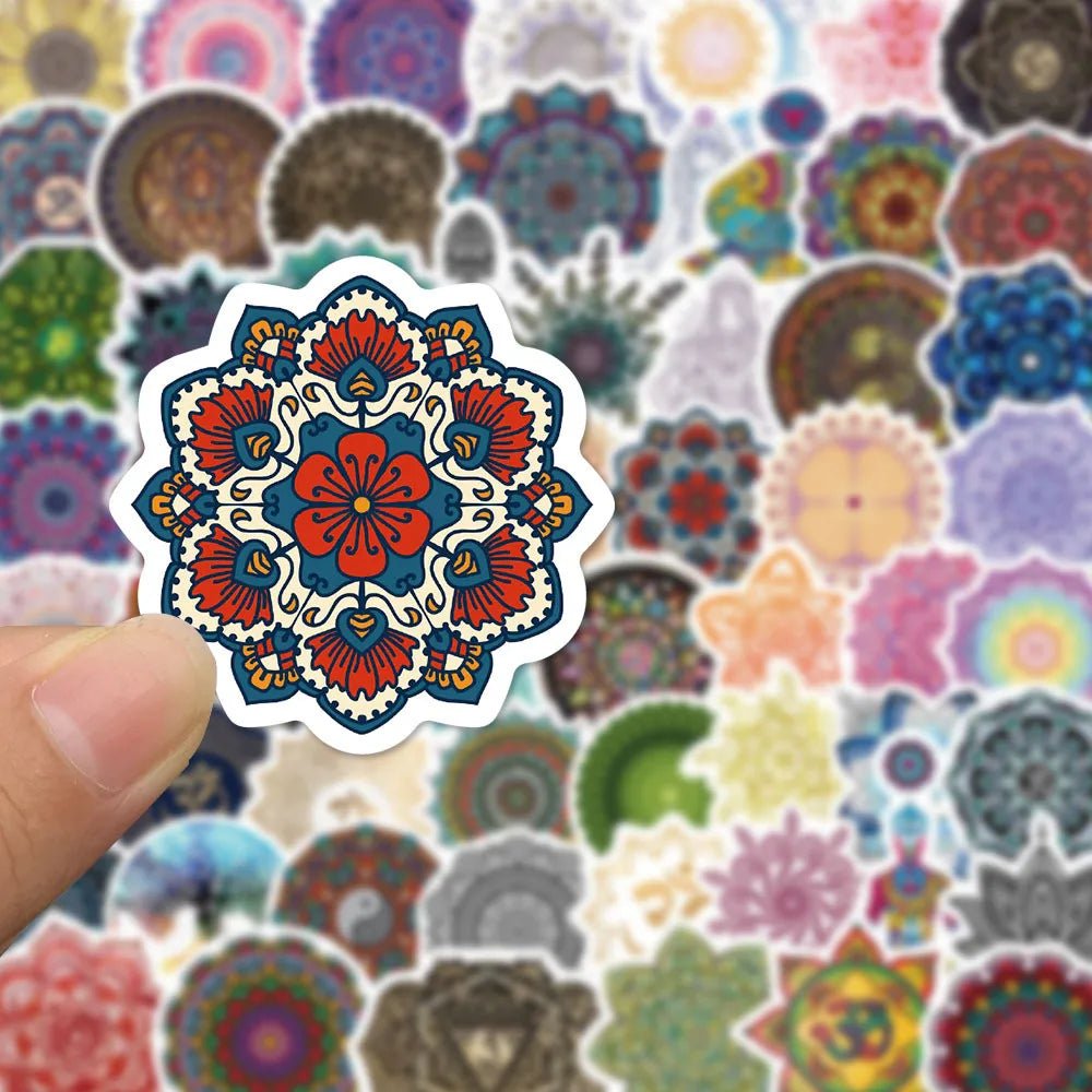 60 Pegatinas de Yoga con Flores de Mandala – Calcomanías Impermeables para Esteras y Botellas - UpsArtes