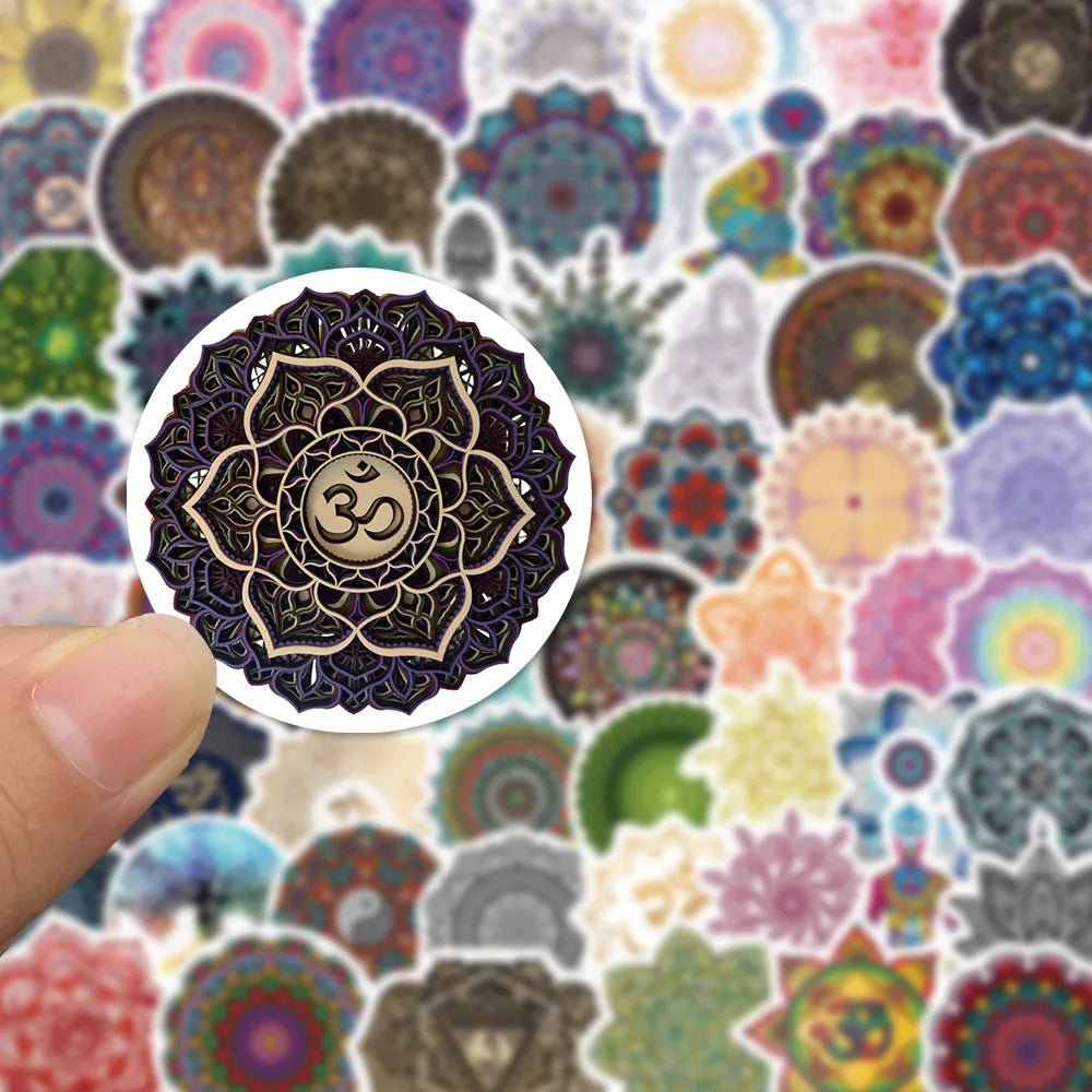 60 Pegatinas de Yoga con Flores de Mandala – Calcomanías Impermeables para Esteras y Botellas - UpsArtes