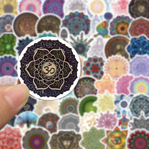 60 Pegatinas de Yoga con Flores de Mandala – Calcomanías Impermeables para Esteras y Botellas - UpsArtes