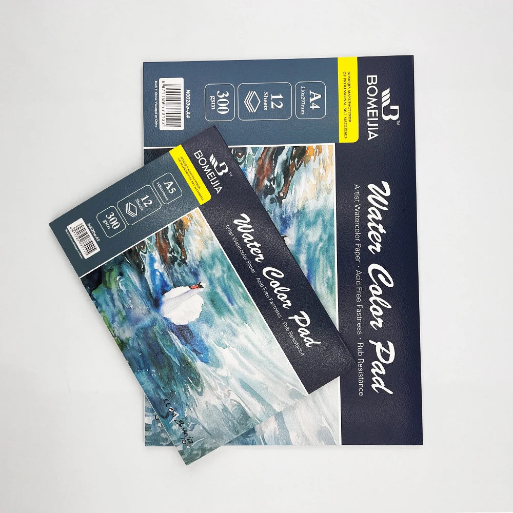 Papel para acuarela 300 g/m² prensado en frío | 12 hojas A4 o A5