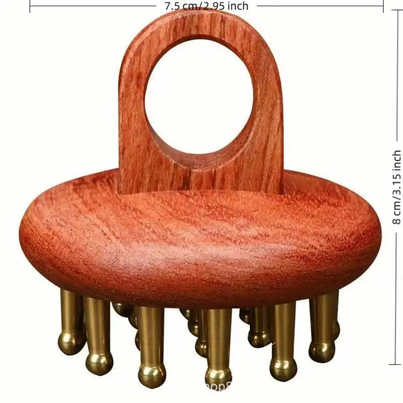 Herramienta manual de masaje en madera y cobre