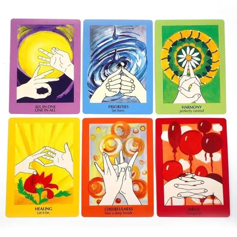 Presentación de tarjetas de mudras para bienestar