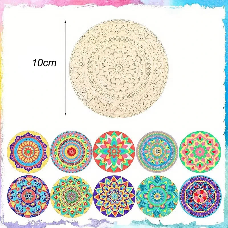 Kit de 10 Recortes de Madera para Pintar Mandalas