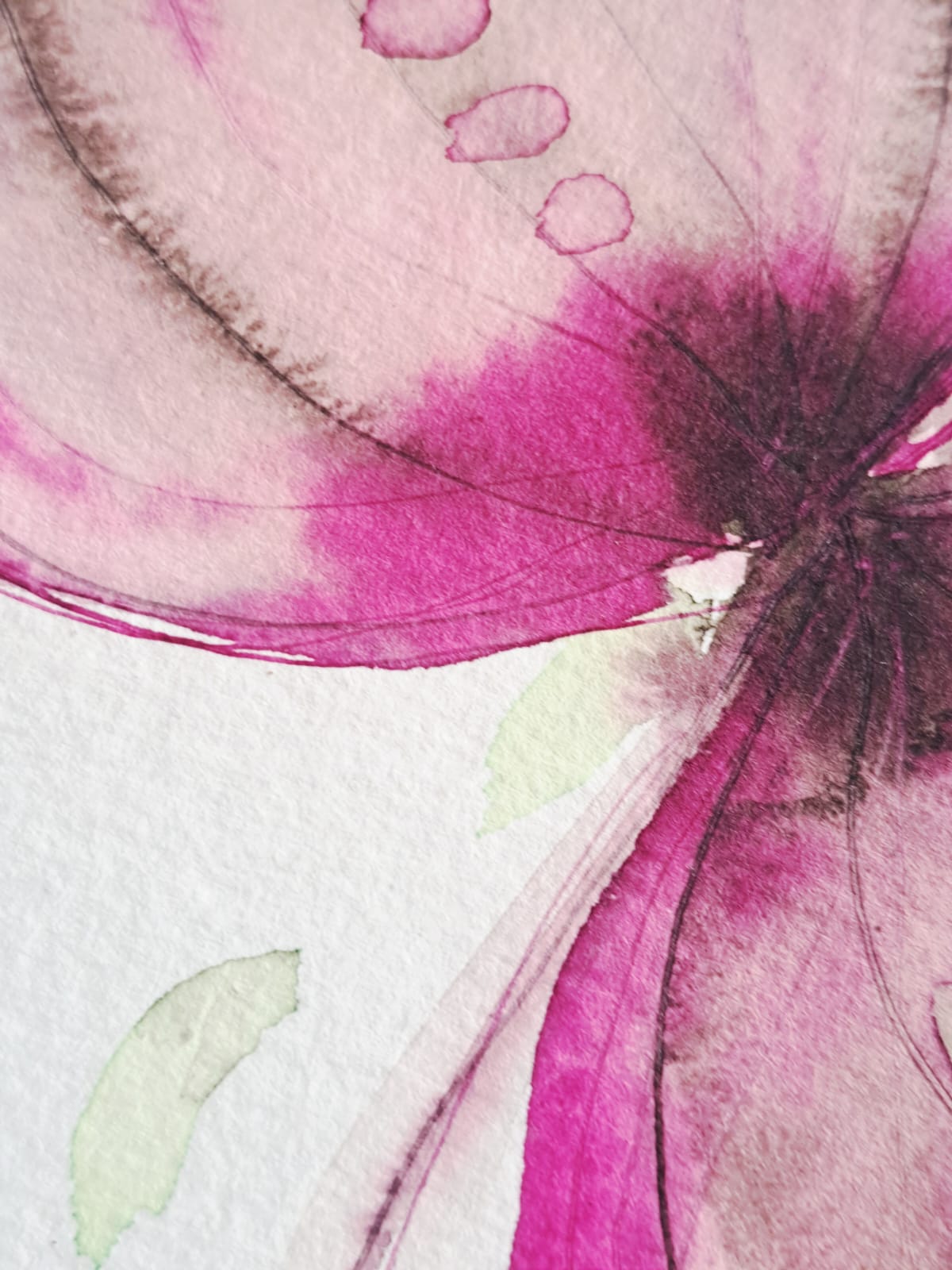 Detalle de tinta y transparencias en Acuarela