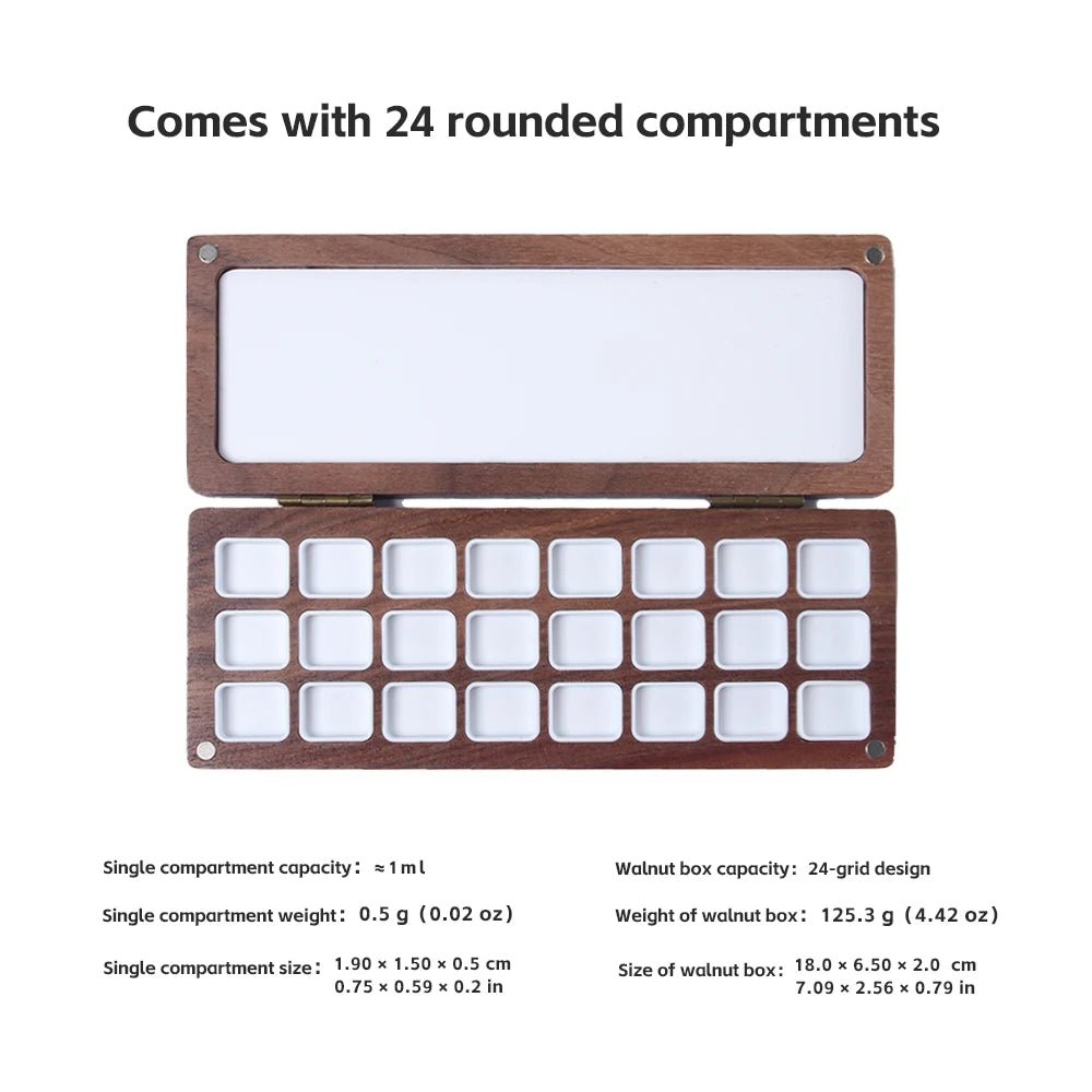 Caja Magnética de Madera para Acuarelas - 24 Compartimentos | SeamiArt - UpsArtes