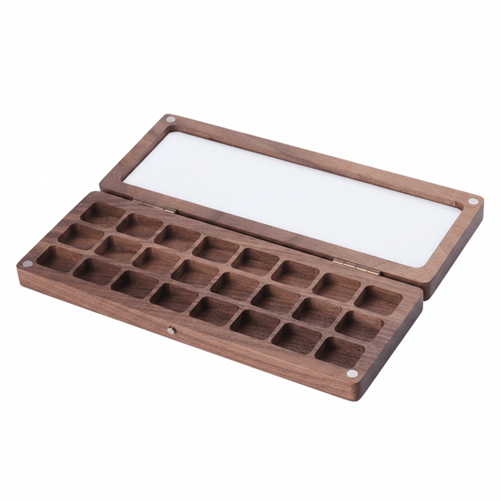 Caja Magnética de Madera para Acuarelas - 24 Compartimentos | SeamiArt - UpsArtes