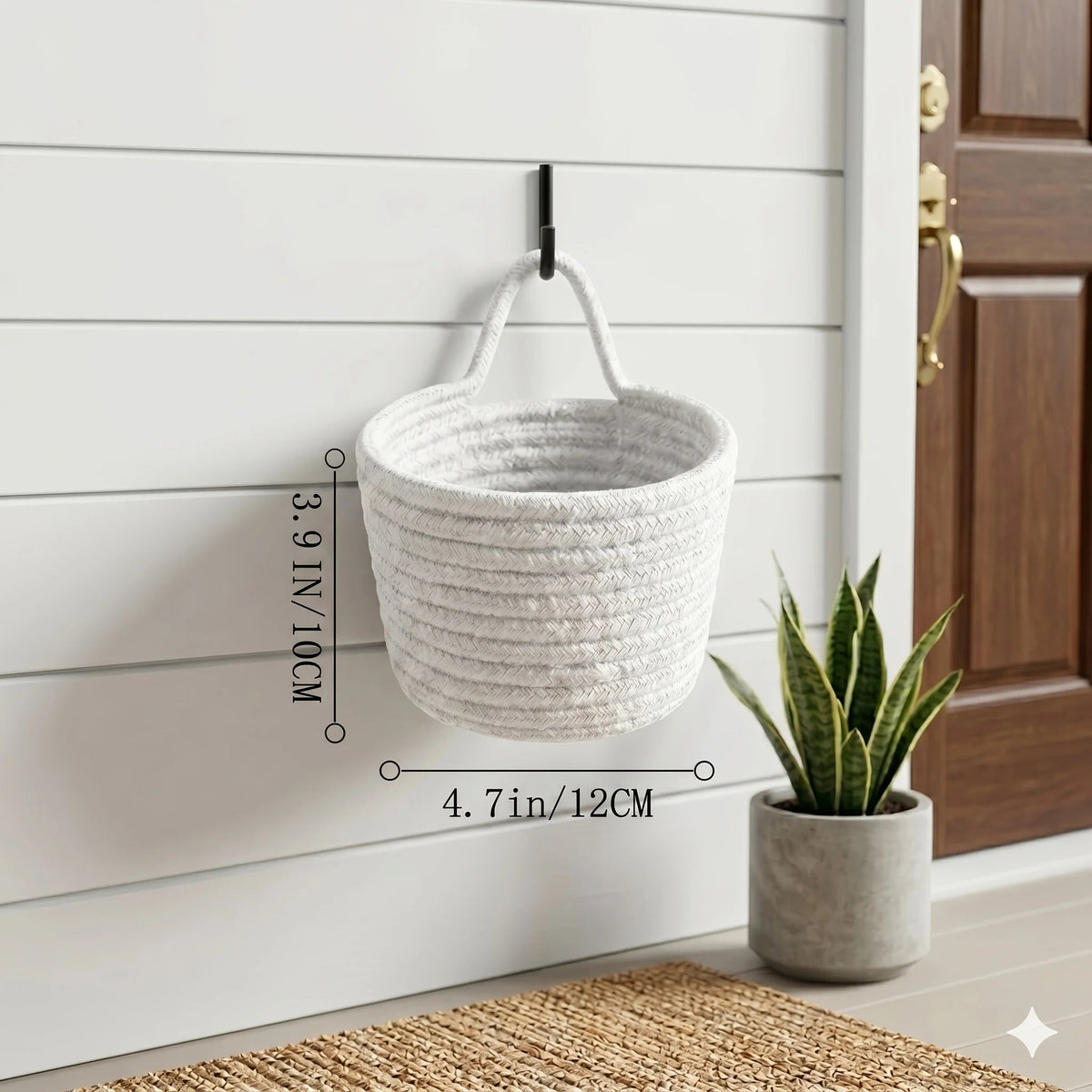 Cesta colgante boho color blanco