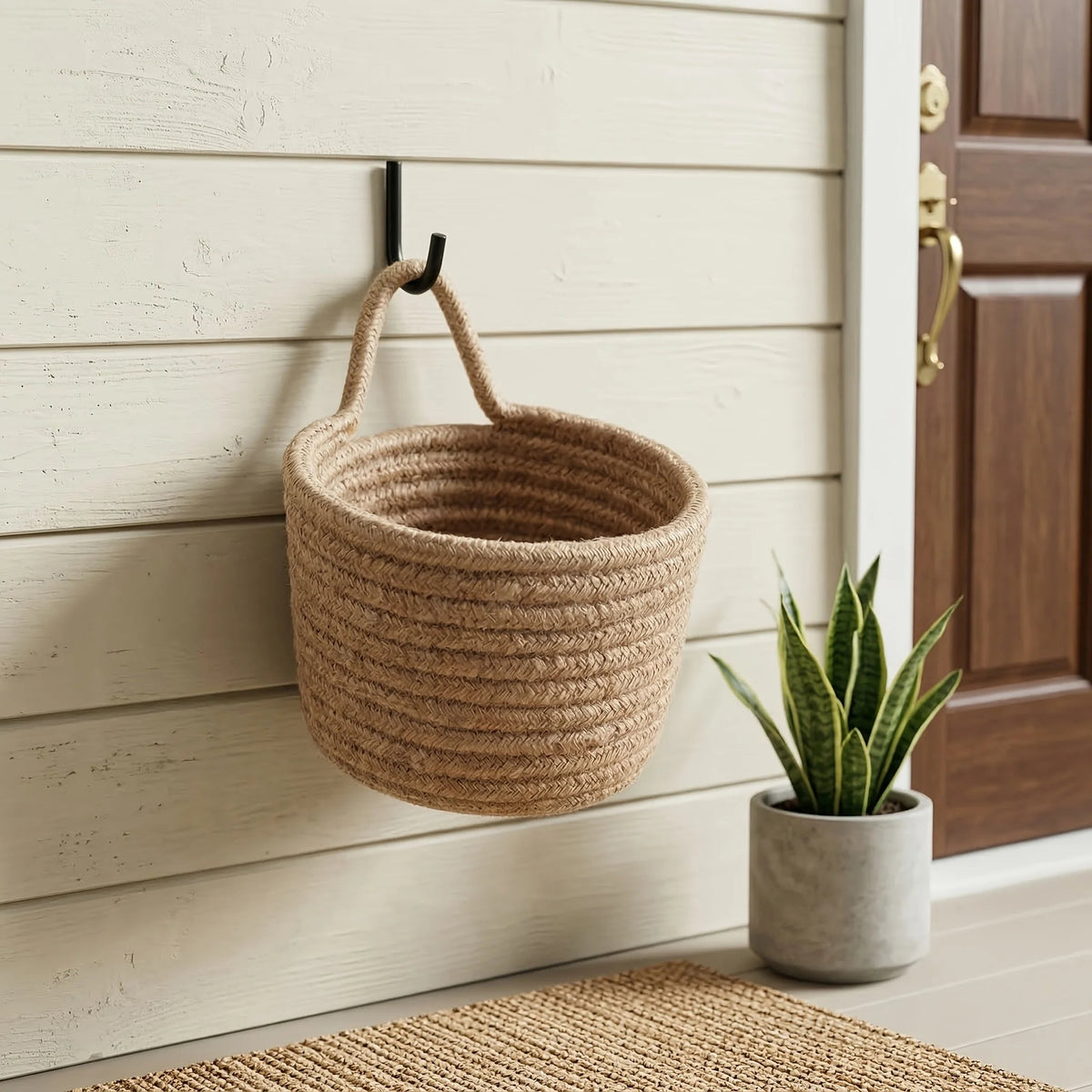 Cesta colgante boho color Linen