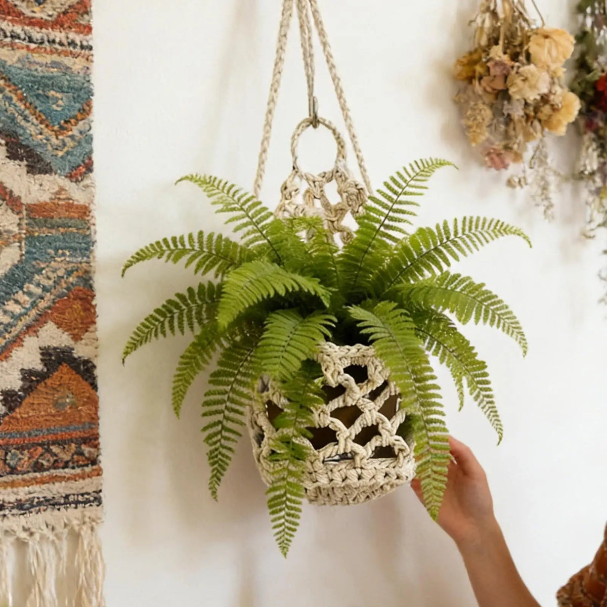 Colgador de Plantas de Macramé | Cuerda de Algodón 32 × 16 cm - UpsArtes