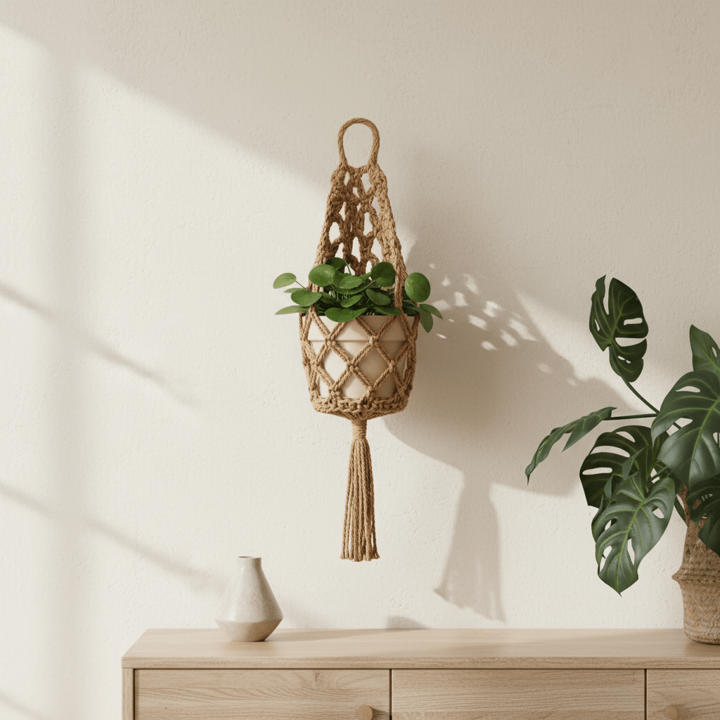 Colgador de Plantas de Macramé | Cuerda de Algodón 32 × 16 cm - UpsArtes