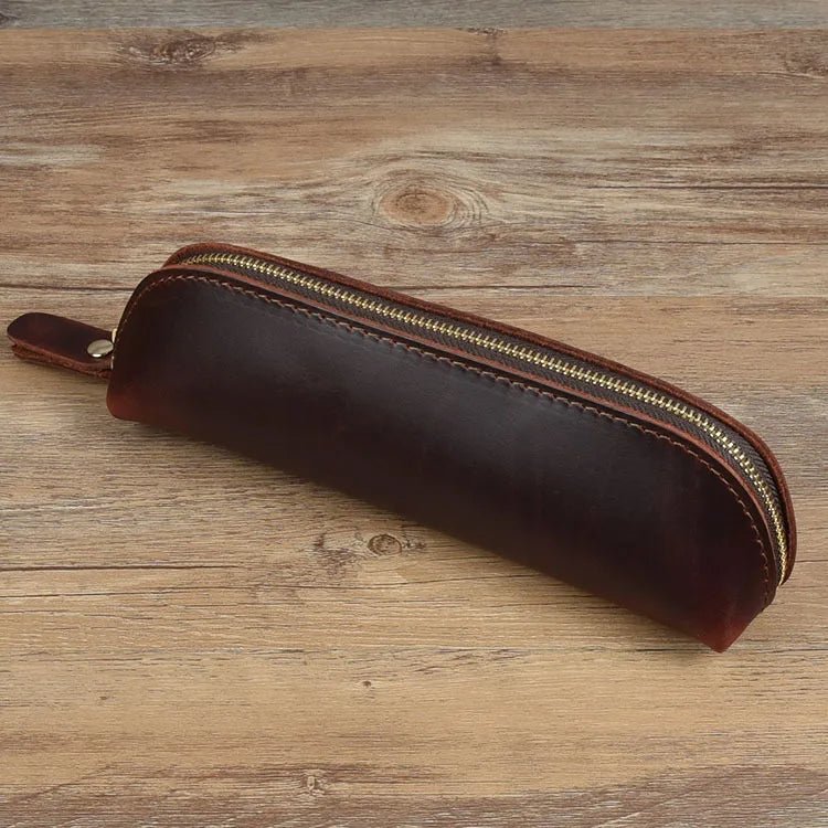 Estuche de cuero vintage con cierre para lápices - UpsArtes