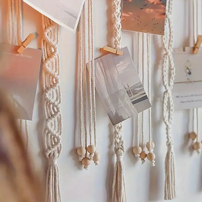 Organizador de Fotos Boho | 20 Clips de Madera y Borlas - UpsArtes