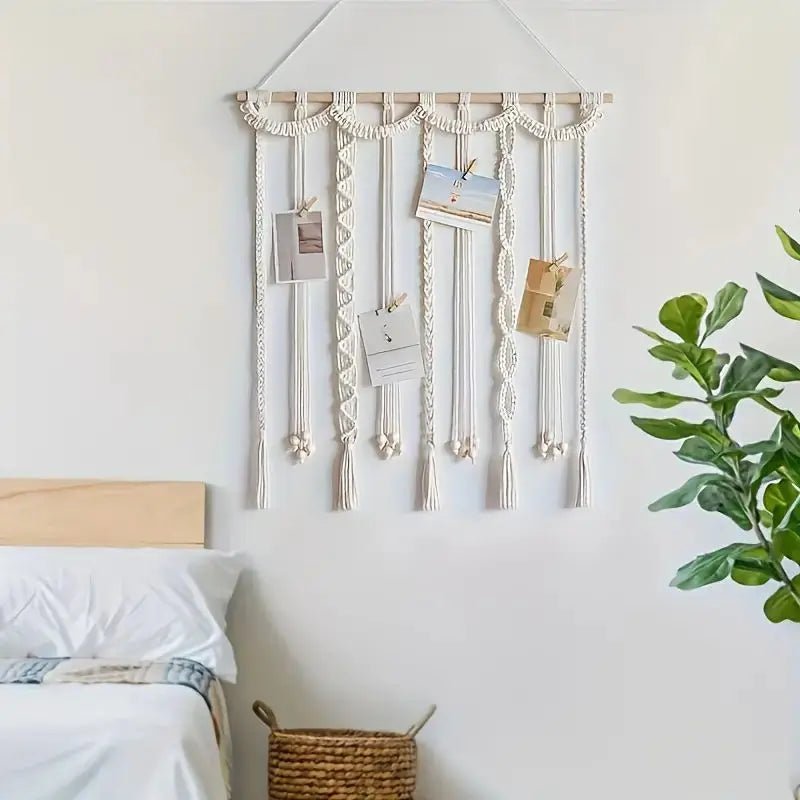 Organizador de Fotos Boho | 20 Clips de Madera y Borlas - UpsArtes