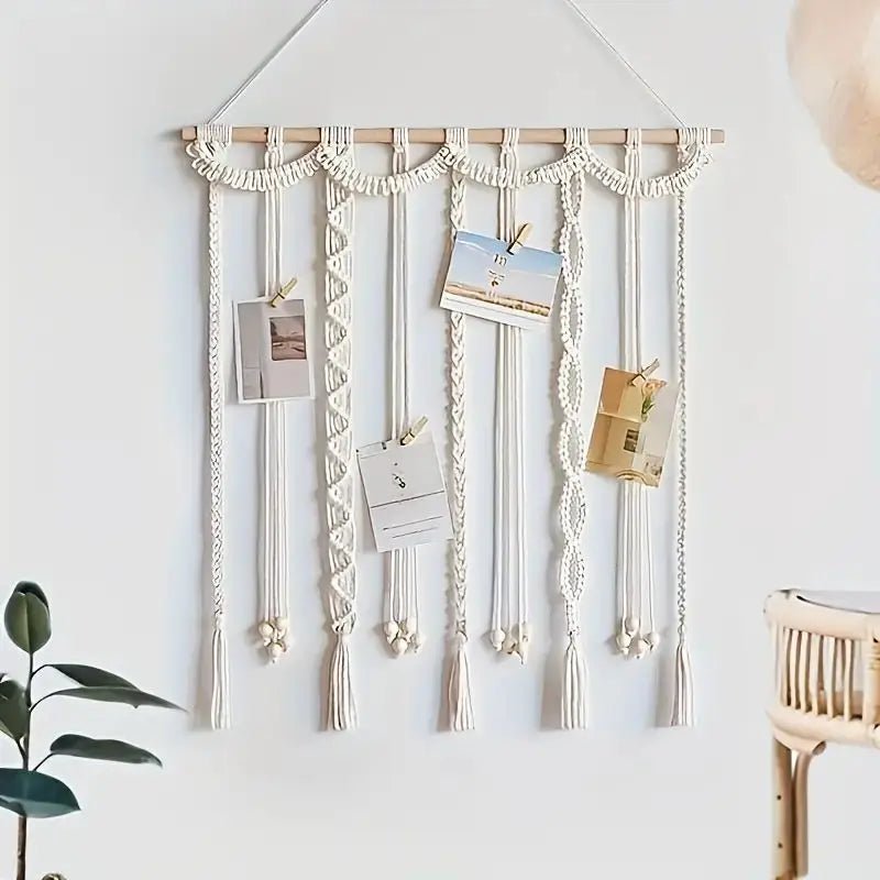 Organizador de Fotos Boho | 20 Clips de Madera y Borlas - UpsArtes